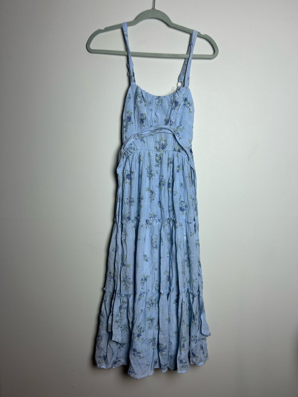 Streetwear Society Light Blue Floral Maxi Dress with Adjustable Straps